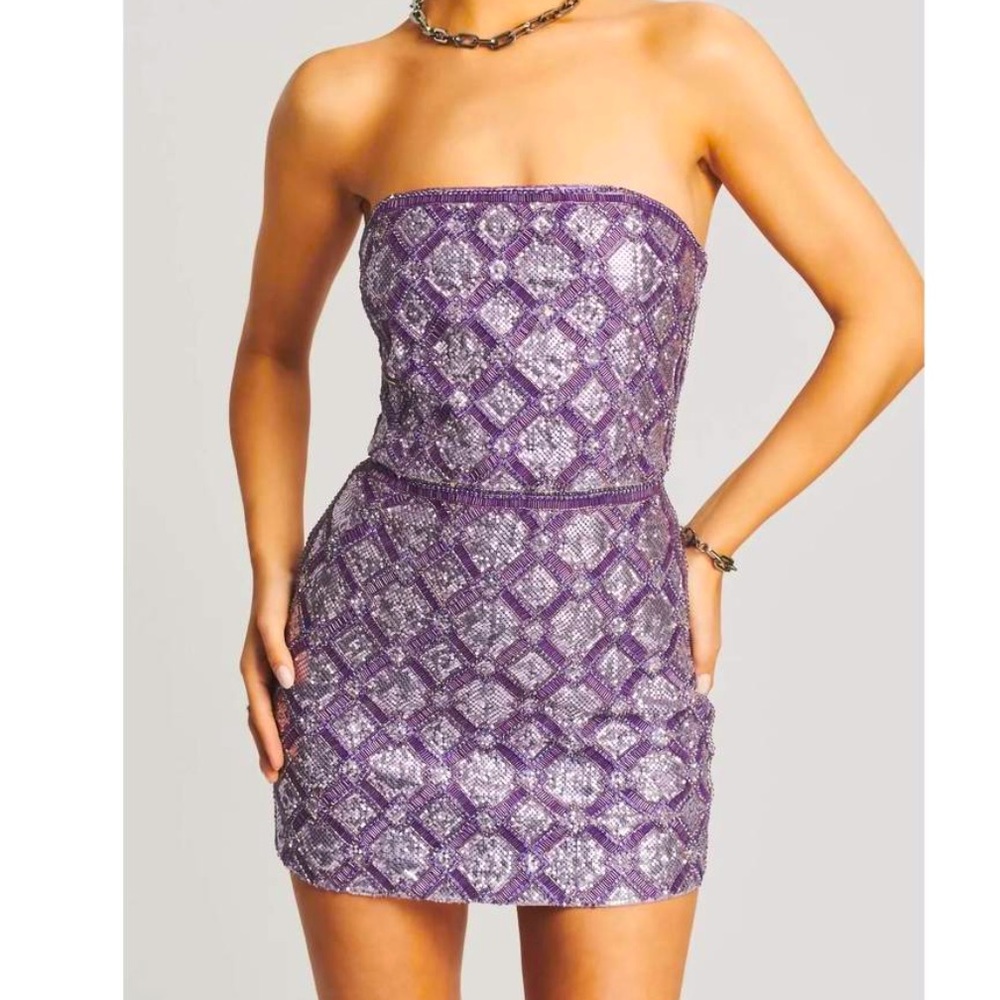 Retrofete “Heather” Sequin Mini Dress in Lilac XS